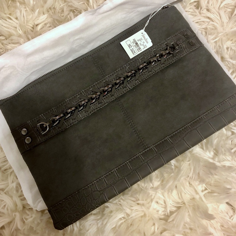Neiman Marcus Chain Leather Clutch.